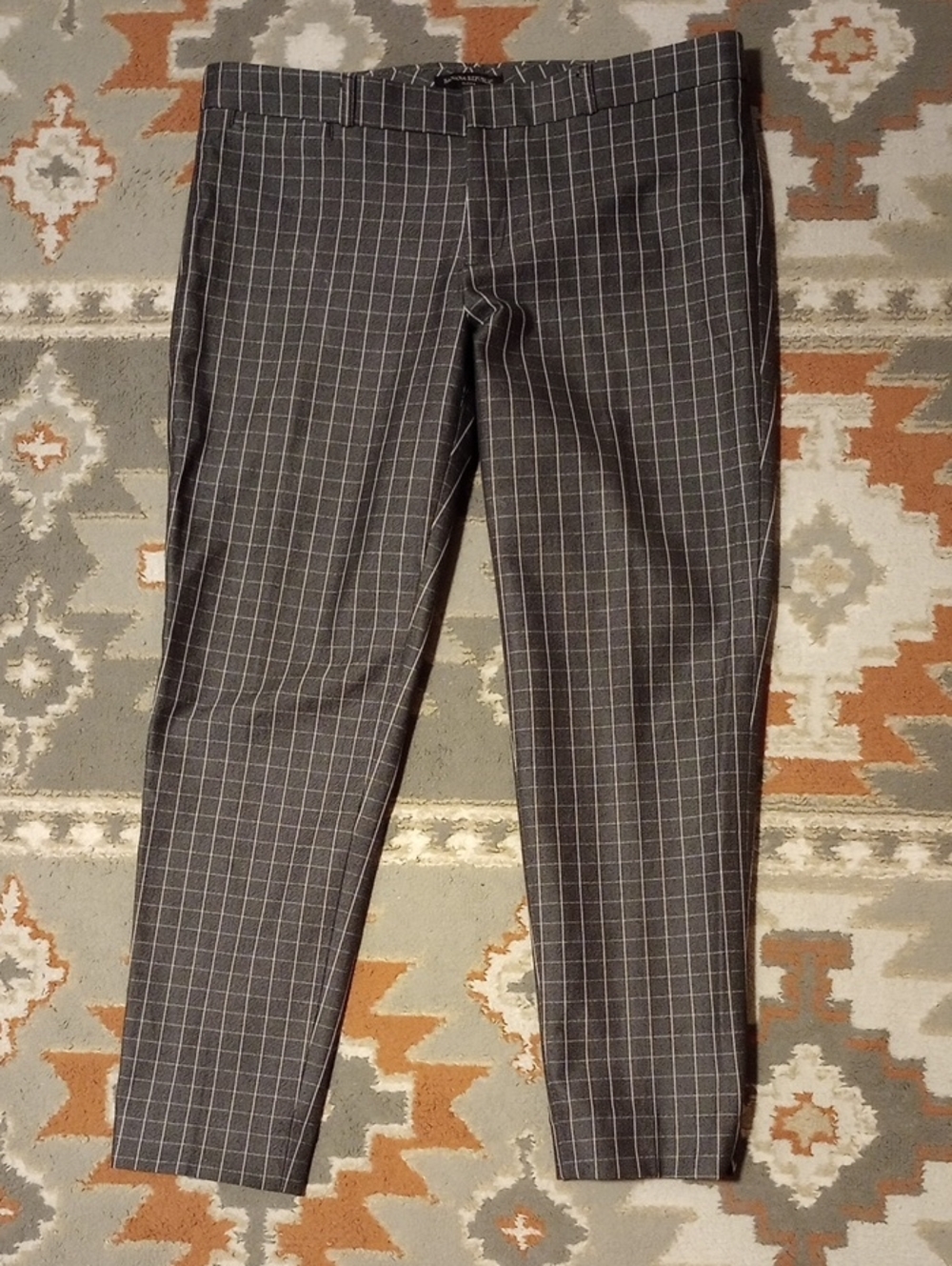 BANANA REPUBLIC • Women’s Sloan Windowpane Grey/White Trouser AnklePants Size 12
